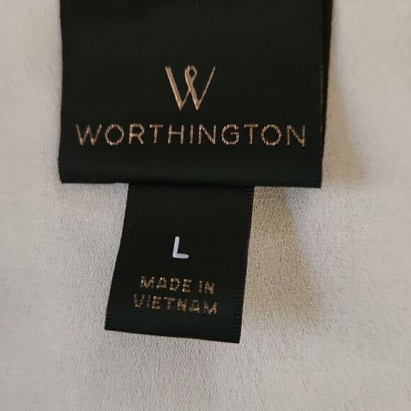 White Worthington lightweight long sleeve blouse women's large lace accents - Picture 5 of 8